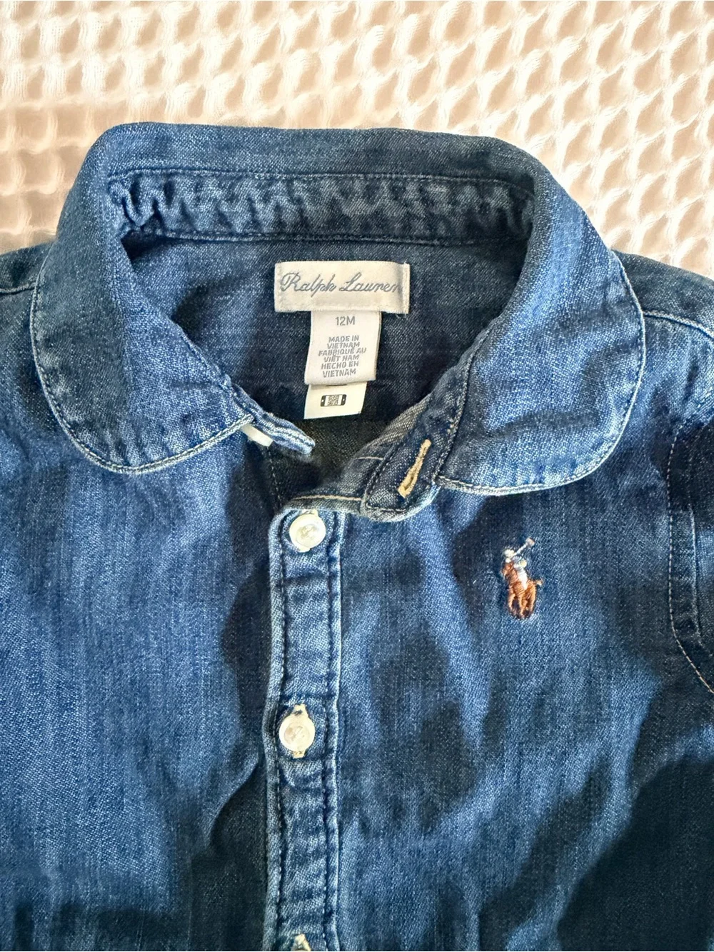Ralph Lauren Blue Denim Button-Front Dress with Bloomers